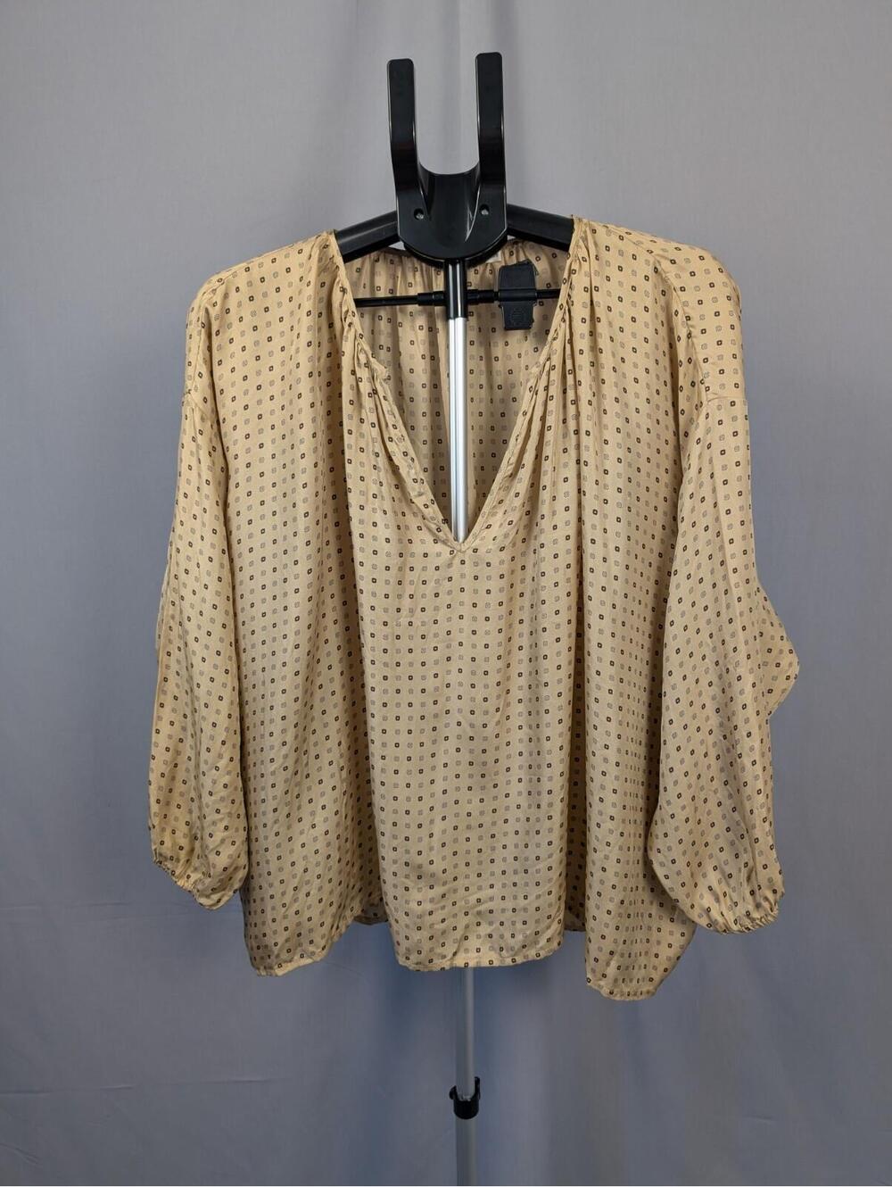 Mes Demoiselles Paris 100% Silk Blouse | FR 38 (US 6) | Camel Foulard Print